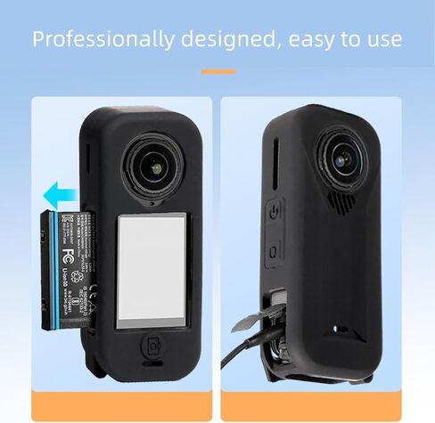 غطاء عدسة + غطاء حماية من السيليكون لجهاز Insta360 X4 Air، غطاء ناعم واقٍ مقاوم للخدش، فتحة جانب البطارية، ملحقات كاميرا الحركة للحماية الشاملة (أسود) in Kuwait