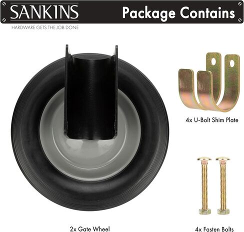 8" Heavy Duty Gate Wheel, 2-Pack, Black, Fits 1-5/8" to 2" O.D. Round Tube Gate Frames in Saudi Arabia