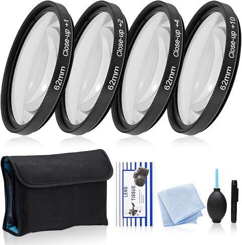Macro Close-Up Filter Kit (+1, +2, +4, +10) with 4-Pocket Filter Pouch, Cleaning Kit for 37/40.5/43/46/49/52/55/58/62/67/72/77/82mm Camera Lenses (39mm(+1+2+4+10)) in Saudi Arabia