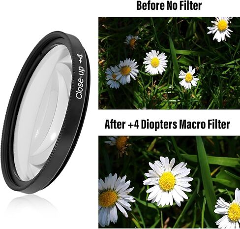 Macro Close-Up Filter Kit (+1, +2, +4, +10) with 4-Pocket Filter Pouch, Cleaning Kit for 37/40.5/43/46/49/52/55/58/62/67/72/77/82mm Camera Lenses (39mm(+1+2+4+10)) in Saudi Arabia