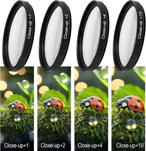 Macro Close-Up Filter Kit (+1, +2, +4, +10) with 4-Pocket Filter Pouch, Cleaning Kit for 37/40.5/43/46/49/52/55/58/62/67/72/77/82mm Camera Lenses (39mm(+1+2+4+10)) in Saudi Arabia