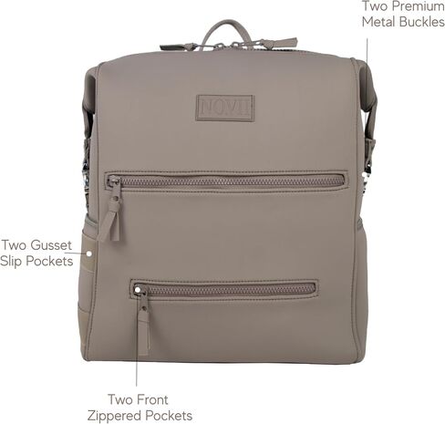 NO.VII Diaper Bag Backpack with Changing Pad, Stroller Straps, Insulated Bottle Pouch, Luggage Sleeve, Neoprene in Saudi Arabia
