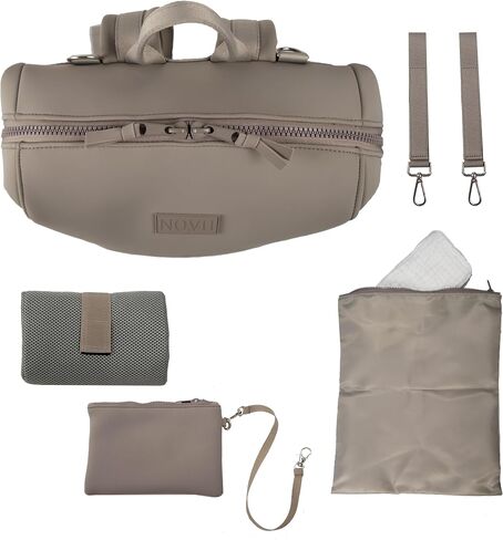 NO.VII Diaper Bag Backpack with Changing Pad, Stroller Straps, Insulated Bottle Pouch, Luggage Sleeve, Neoprene in Saudi Arabia