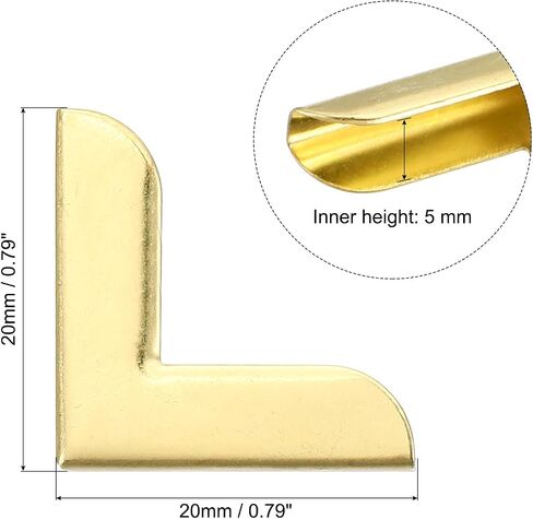 20mm Metal Book Corners, 50pcs Photo Corners Book Corners Protector Retro Metal Decorative for Crafting Scrapbook Photo Album Book Binding, Gold Tone in Saudi Arabia