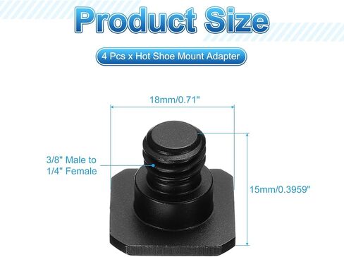 PATIKIL Hot Shoe Adapter 3/8" Male to 1/4" Female, 4 Pcs Hot Shoe Mount Adapter Camera Mount Screw Camera Video Light Converter for Microphone Holder Accessories 0.59x0.71x0.71 Inch in Saudi Arabia
