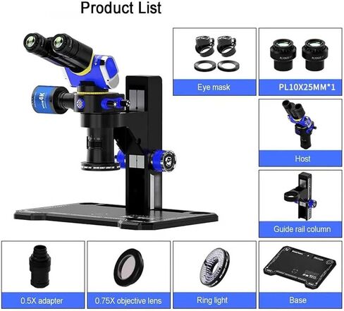 Binocular Microscopes, 7X-45X Laboratory Professional Microscope Kit, with PL10X25 Eyepieces, 0.75X Auxiliary Objective, LED Magnetic Suction Ring Light, for Students, Adults, Beginner in Saudi Arabia