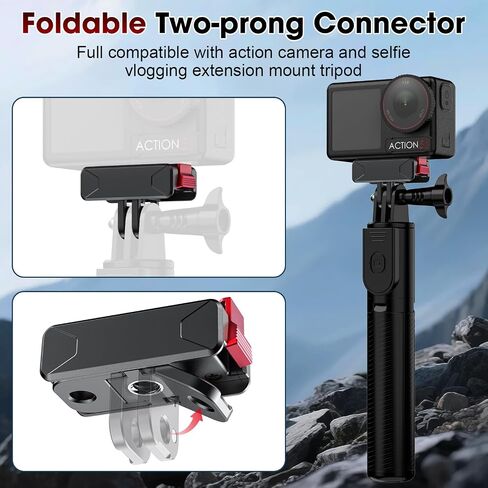 حامل مغناطيسي لـ DJI Osmo 360، حامل سريع التحرير لـ DJI Action 5 Pro/4/3، قاعدة قابلة للطي 2 في 1 مع فتحة لولبية 1/4 بوصة وواجهة بمخلبين لعصي السيلفي، حامل ثلاثي القوائم، ملحقات مدونات الفيديو (عبوتان) in Kuwait