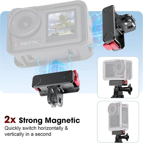 حامل مغناطيسي لـ DJI Osmo 360، حامل سريع التحرير لـ DJI Action 5 Pro/4/3، قاعدة قابلة للطي 2 في 1 مع فتحة لولبية 1/4 بوصة وواجهة بمخلبين لعصي السيلفي، حامل ثلاثي القوائم، ملحقات مدونات الفيديو (عبوتان) in Saudi Arabia