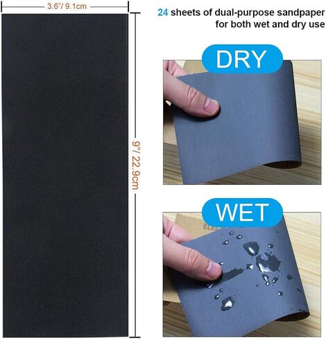 24PCS Sandpaper Variety Pack, 12 Grits Assorted for Wood Metal Sanding, Wet Dry, 120 to 3000 Grit in Saudi Arabia