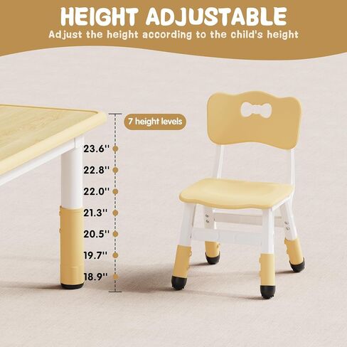 Kids Table and 2 Chairs Set, Height Adjustable Toddler Table and Chair Set, Graffiti Desktop, Classroom/Daycare/Home, Children Multi-Activity Table for Ages 2-8 in Saudi Arabia