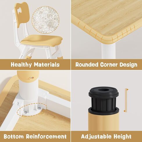 Kids Table and 2 Chairs Set, Height Adjustable Toddler Table and Chair Set, Graffiti Desktop, Classroom/Daycare/Home, Children Multi-Activity Table for Ages 2-8 in Saudi Arabia