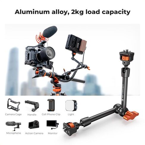 طقم مشبك ذراع سحري مقاس 11 بوصة من K&F CONCEPT + طقم مشبك ذراع سحري مقاس 9.8 بوصة لكاميرات DSLR، والشاشة، والفلاش، وإضاءة LED، والميكروفون، وقفص الكاميرا، وكاميرا الحركة in Kuwait