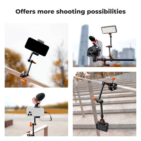 طقم مشبك ذراع سحري مقاس 11 بوصة من K&F CONCEPT + طقم مشبك ذراع سحري مقاس 9.8 بوصة لكاميرات DSLR، والشاشة، والفلاش، وإضاءة LED، والميكروفون، وقفص الكاميرا، وكاميرا الحركة in Kuwait
