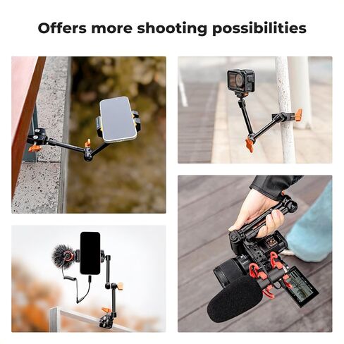 طقم مشبك ذراع سحري مقاس 11 بوصة من K&F CONCEPT + طقم مشبك ذراع سحري مقاس 9.8 بوصة لكاميرات DSLR، والشاشة، والفلاش، وإضاءة LED، والميكروفون، وقفص الكاميرا، وكاميرا الحركة in Kuwait