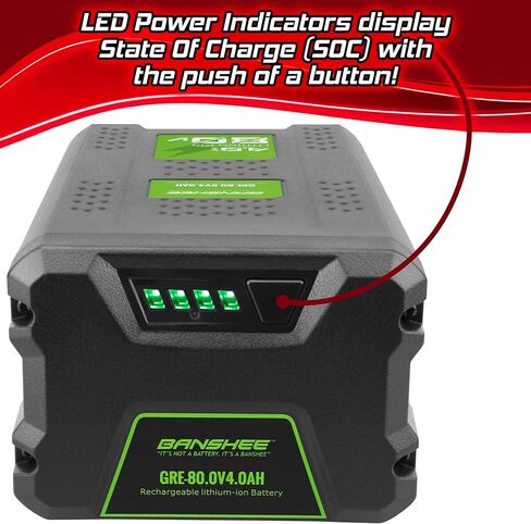عبوتان من بطاريات Banshee 80V 4.0Ah الليثيوم أيون البديلة، متوافقة مع أدوات الطاقة اللاسلكية والمعدات والشواحن الأصلية من Greenworks 80V Max in Kuwait
