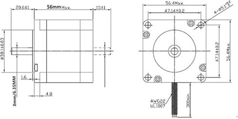 57BYG250B Nema 23 Stepper Motor 1.2N 56mm Single Output Shaft 6.35/8mm 4-Lead Motors 3D Printer Computerized Numerical Control Milling Engraving Machine(6.35mm) in Kuwait