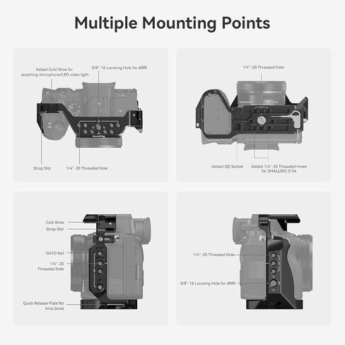 قفص كاميرا كامل SmallRig لهاتف Sony Alpha 7R V/Alpha 7 IV / A7R IV/Alpha 7 S III/Alpha 1 ومقبض جانبي دوار سريع التحرير مع قضيب ناتو المتكامل in Saudi Arabia
