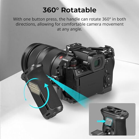 SMALLRIG Full Camera Cage for Sony A7R V/A7 IV/A7S III/A1/A7R IV with Push-Button Rotating NATO Side Handle, 360 Rotatable, Black in Saudi Arabia