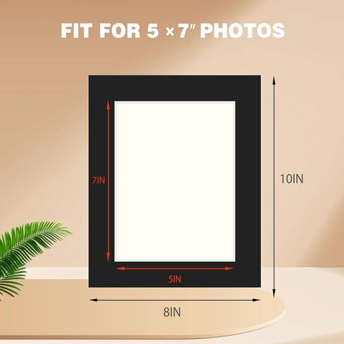 حزمة من 10 سجادات صور مقاس 8 × 10 غير لامعة مع قطع مشطوفة أساسية بيضاء للصور مقاس 5 × 7. حصيرة صور بقاعدة + غشاء مقاوم للغبار + لاصق + أكياس (أسود، 8 × 10) in Kuwait