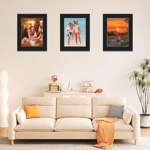 حزمة من 10 سجادات صور مقاس 8 × 10 غير لامعة مع قطع مشطوفة أساسية بيضاء للصور مقاس 5 × 7. حصيرة صور بقاعدة + غشاء مقاوم للغبار + لاصق + أكياس (أسود، 8 × 10) in Kuwait