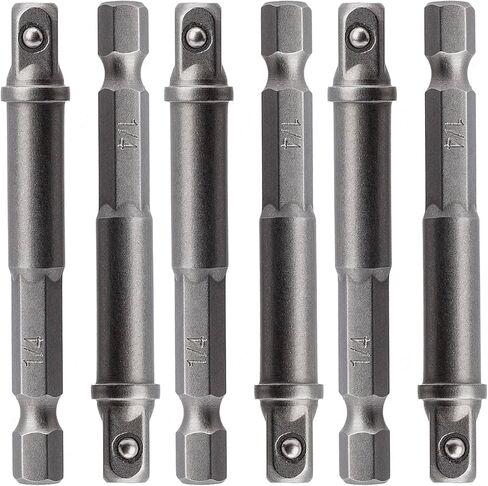 6 Packs 1/2 Inch Impact Adapter, Square Socket Adapter Bit with Spring-Loaded Ball, Extension 1/4-Inch Hex Shank Impact Driver Power Adapter for Drill, Automotive, DIY Projects in Saudi Arabia