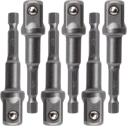 6 Packs 1/2 Inch Impact Adapter, Square Socket Adapter Bit with Spring-Loaded Ball, Extension 1/4-Inch Hex Shank Impact Driver Power Adapter for Drill, Automotive, DIY Projects in Saudi Arabia