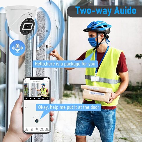 JideTech UltraHD 4K PoE Security Cmamera Outdoor, Full Metal 8MP Turret IP Camera Indoor, 2.8mm Lens Wide Angle, Human Vehicle Motion Detection, 98ft Dual Light Color Night Vision, Built-in Mic, IP67 in Saudi Arabia