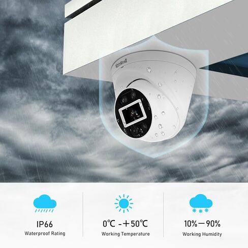 JideTech UltraHD 4K PoE Security Cmamera Outdoor, Full Metal 8MP Turret IP Camera Indoor, 2.8mm Lens Wide Angle, Human Vehicle Motion Detection, 98ft Dual Light Color Night Vision, Built-in Mic, IP67 in Saudi Arabia