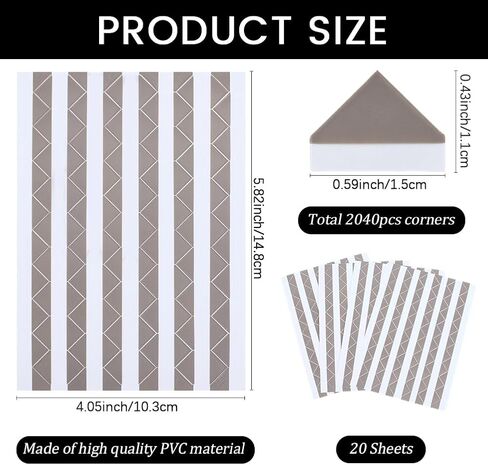craspire 2040pcs 20 ورقة ملصقات زاوية الصورة رمادي PVC ذاتية اللصق سكرابوكينغ حمض الحرة صورة تركيب حامل ملصقات DIY بها بنفسك الحرفية سجل القصاصات ألبوم مجلة مذكرات دفتر الذاكرة كتب الذاكرة in Saudi Arabia