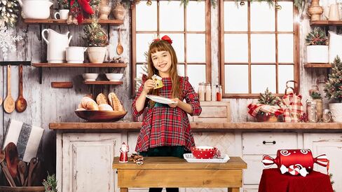 Kate Christmas Kitchen Photography Backdrop Festival Holiday Cooking Scene Backdrop Vintage Cabinet Photo Studio Props, 7x5ft in Saudi Arabia