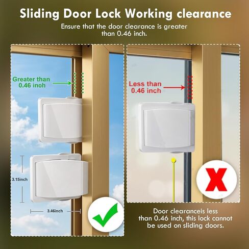قطعتان من قفل الباب المنزلق، قفل أمان للأطفال للأبواب الزجاجية المنزلقة وأقفال أمان النوافذ، سهلة التركيب، أقفال أبواب الأمان للأبواب الزجاجية والنوافذ والخزائن in Kuwait