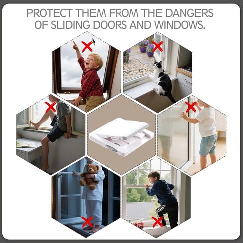 قطعتان من قفل الباب المنزلق، قفل أمان للأطفال للأبواب الزجاجية المنزلقة وأقفال أمان النوافذ، سهلة التركيب، أقفال أبواب الأمان للأبواب الزجاجية والنوافذ والخزائن in Kuwait