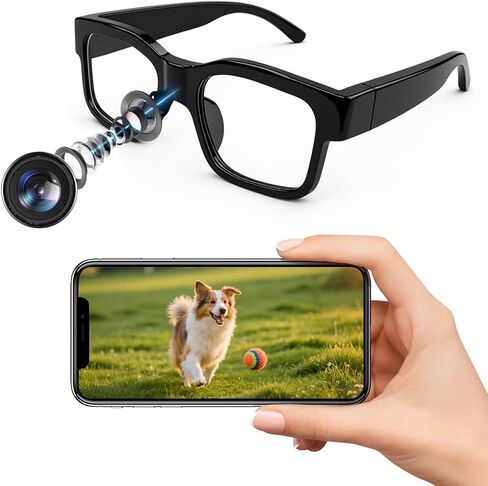 نظارات الكاميرا 1080P - 64 جيجابايت مدمجة، بطارية 150 دقيقة، نظارات فيديو وصور بدون استخدام اليدين للرياضة والسفر ومدونة الفيديو in Saudi Arabia