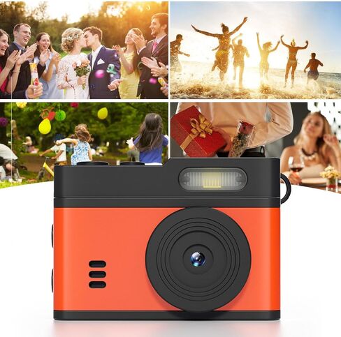 Yunir Keychain Camera, 1080P 12MP Vintage Compact Camera, HD Keychain Video Recorder with 0.96inch Display LED Fill Light for Travel Vlogs Outdoor Adventures (Black Orange) in Saudi Arabia
