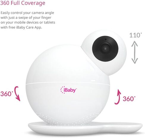 iBaby Monitor M6S، نظام ذكي للعناية بالطفل مزود بتقنية Wifi، مجموعة كاميرا لاسلكية لسلامة الأطفال بدقة 1080 بكسل مع مكبرات صوت Wi-Fi، رؤية ليلية، مقلاة 360 درجة وإمالة 110 درجة in Kuwait