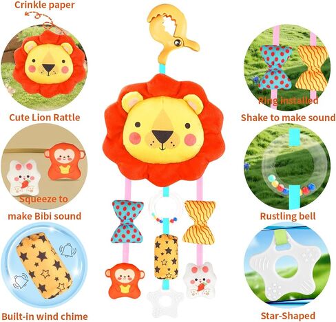 Baby Toys for 0 3 6 9 12 Months, Plush Animal Sensory Hanging Rattle,Newborn Interactive Soft Toys for Baby,Car Seat Stroller Toys Gift for Infant Boy Girl in Saudi Arabia