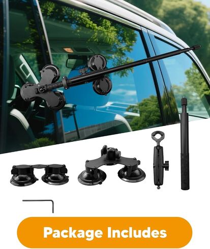 حامل سيارة بالشفط متوافق مع Insta360 x5 x4 x3 x2 x One RS R GoPro Max، حامل كاميرا بـ 5 أكواب شفط مع عصا سيلفي قابلة للقفل 45 بوصة لمدونات فيديو الحركة بزاوية 360 درجة in Saudi Arabia