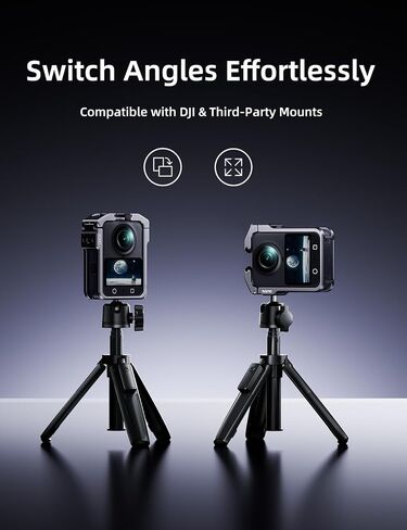 قفص كاميرا من الألومنيوم من llano لـ DJI Osmo 360 - إطار واقٍ مناسب بدقة CNC، حافظة معدنية خفيفة الوزن 45 جرام متوافقة مع ميكروفون DJI، حذاء بارد وحامل 1/4 بوصة - 20، دعم التصوير الأفقي والرأسي in Kuwait
