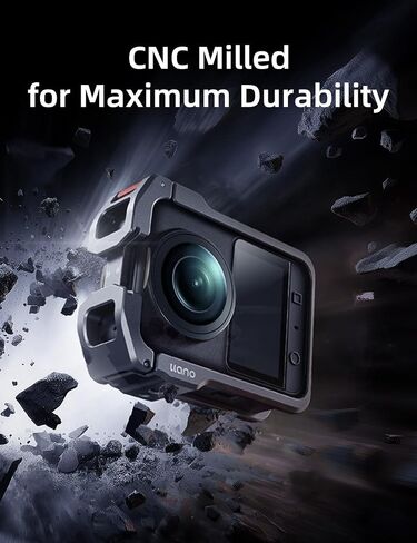 قفص كاميرا من الألومنيوم من llano لـ DJI Osmo 360 - إطار واقٍ مناسب بدقة CNC، حافظة معدنية خفيفة الوزن 45 جرام متوافقة مع ميكروفون DJI، حذاء بارد وحامل 1/4 بوصة - 20، دعم التصوير الأفقي والرأسي in Kuwait