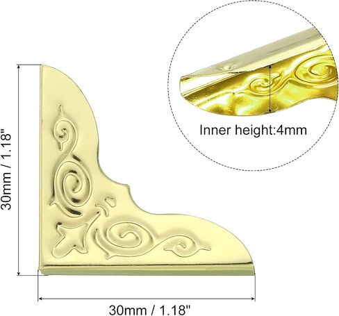 30mm Metal Book Corners,50pcs Photo Corners Book Corners Protector Retro Metal Decorative for Crafting Scrapbook Photo Album Book Binding,Gold Tone in Saudi Arabia