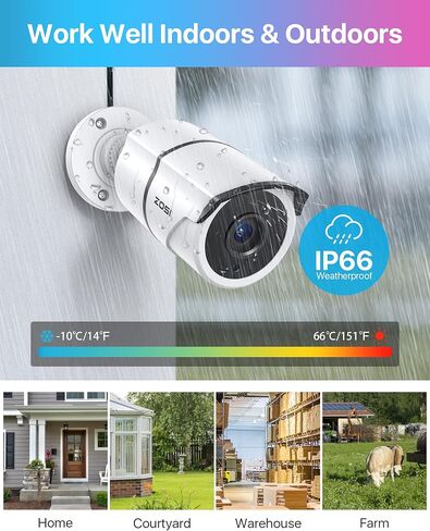 ZOSI 4 Pack 1080P 2MP HD-TVI Security Cameras with Audio, 100ft Night Vision, IP66 Weatherproof, Home Surveillance Outdoor Indoor CCTV Bullet Camera for 1080P/5MP/4K HD-TVI Analog DVR Systems in Saudi Arabia