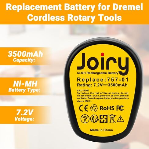 عبوتان من بطارية Dremel البديلة، 7.2 فولت 3500 مللي أمبير Ni-MH، بطارية قابلة لإعادة الشحن مع أمان أعلى ووقت تشغيل أطول متوافقة مع Dremel 757-1 (ليس لـ 757)، 7700-1/15 MultiPro أدوات دوارة لاسلكية in Saudi Arabia