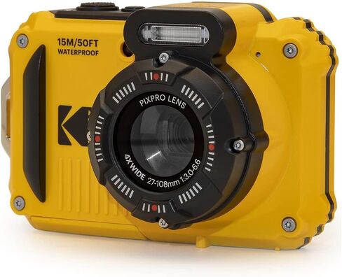 كاميرا Kodak WPZ2 16MP 4X Zoom مقاومة للماء (أصفر) حزمة مع بطاريتين إضافيتين وبطاقة 32 جيجابايت وقارئ بطاقات (4 عناصر) in Saudi Arabia