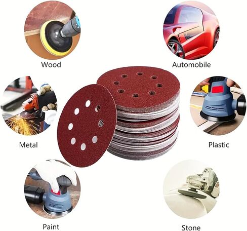 20 PCS 5 Inch Sanding Discs, 400 Grits Red Round 8-Hole Hook & Loop Sandpaper for Random Orbital Sander Woodworking, Metal Refinishing, Surface Smoothing & Paint Prep in Saudi Arabia