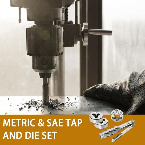 110PCS Tap and Die Set, Metric Size M2-M18 Standard Threading Tool with Adjustable Handles, Accessories and Storage Case for Cutting External and Internal Threads in Saudi Arabia