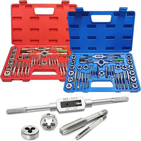 110PCS Tap and Die Set, Metric Size M2-M18 Standard Threading Tool with Adjustable Handles, Accessories and Storage Case for Cutting External and Internal Threads in Saudi Arabia