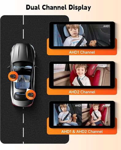 Rimoody 6.86'' Baby Car Camera for Seat HD Bual Rear Facing, Car Camera for Baby Night Vision Wide View Angle Reusable Sucker Bracket, Easy Install 360° Adjustable in Saudi Arabia