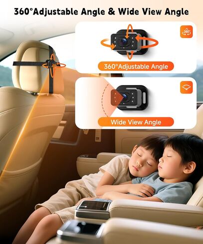 Rimoody 6.86'' Baby Car Camera for Seat HD Bual Rear Facing, Car Camera for Baby Night Vision Wide View Angle Reusable Sucker Bracket, Easy Install 360° Adjustable in Saudi Arabia