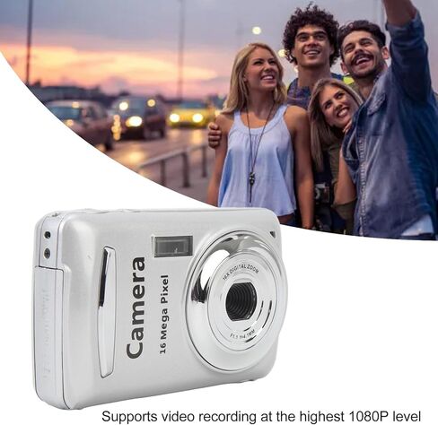 Digital Camera, 1080P 16MP Point and Shoot Vlogging Camera, 16X Digital Zoom Auto Focus Anti Shake, Compact Small Camera for Kid Student (Silver Gray) in Saudi Arabia