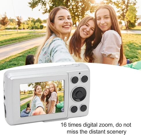 Digital Camera, 1080P 16MP Point and Shoot Vlogging Camera, 16X Digital Zoom Auto Focus Anti Shake, Compact Small Camera for Kid Student (Silver Gray) in Saudi Arabia